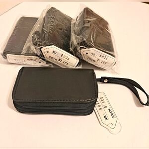 4 Bundle ID Card Holder Wallets Black Zip Around NWT